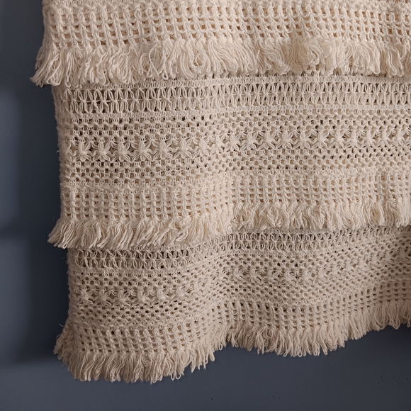Joie Rafel Ivory Crochet Knit Boho Fringe Top Size Medium - Picture 3 of 6